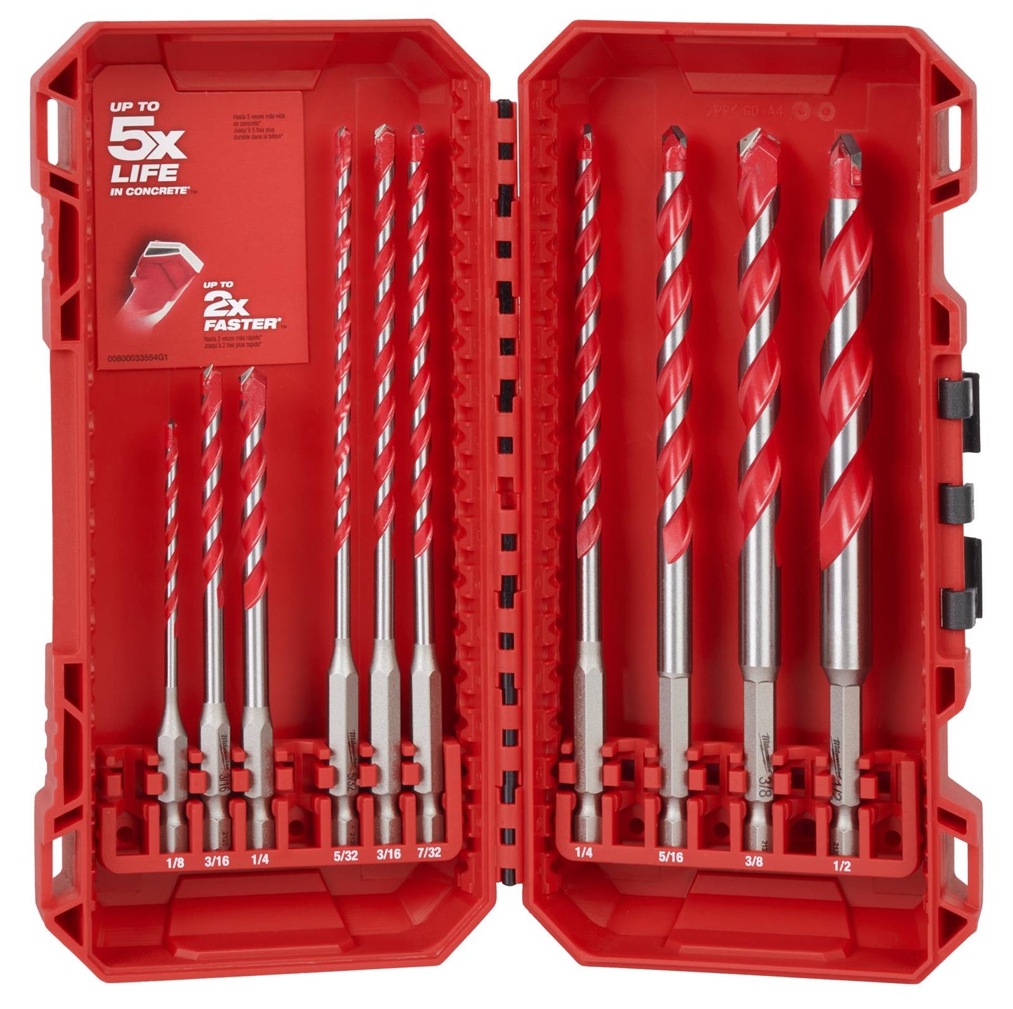 Milwaukee 48-20-9058, 10pc. SHOCKWAVE Impact Duty™ Carbide Hammer Drill Bit Kit