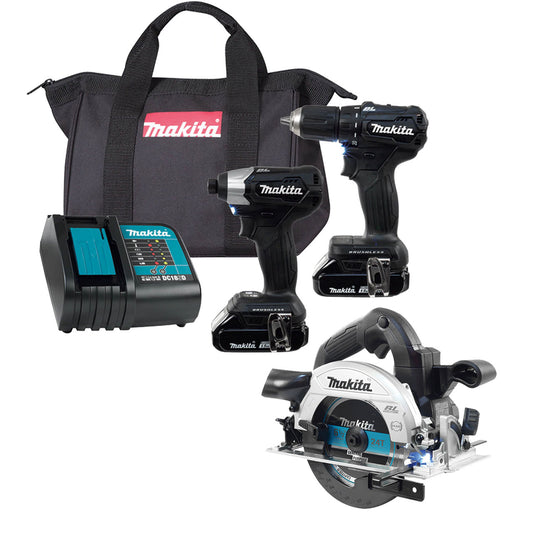 Makita, 18V LXT Sub-Compact Brushless 3-Tool Combo Kit (Drill, Impact, Circ Saw)