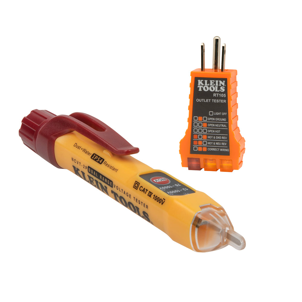 Klein Tools NCVT2PKIT, Dual Range NCVT with Receptacle Tester Electrical Test Kit