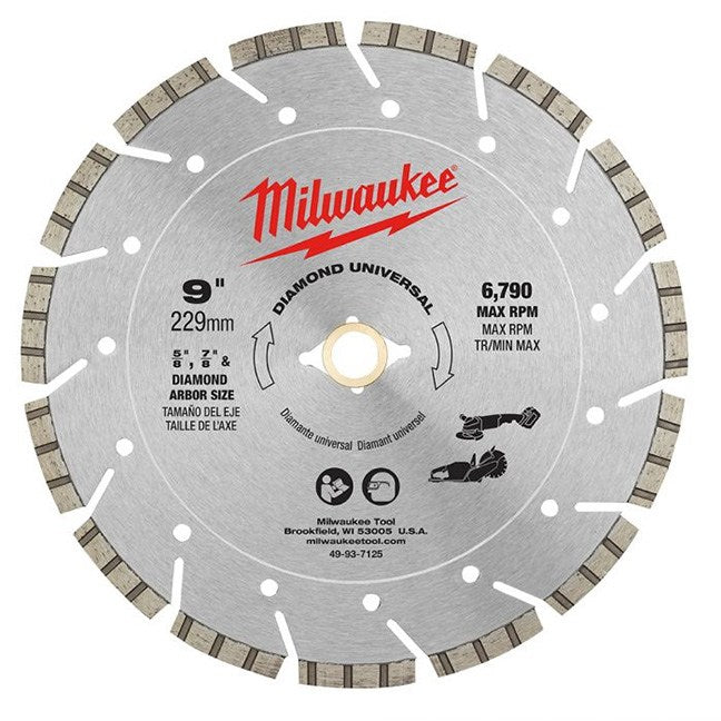 Milwaukee 49-93-7125, 9" DIAMOND UNIVERSAL SEGMENTED BLADE