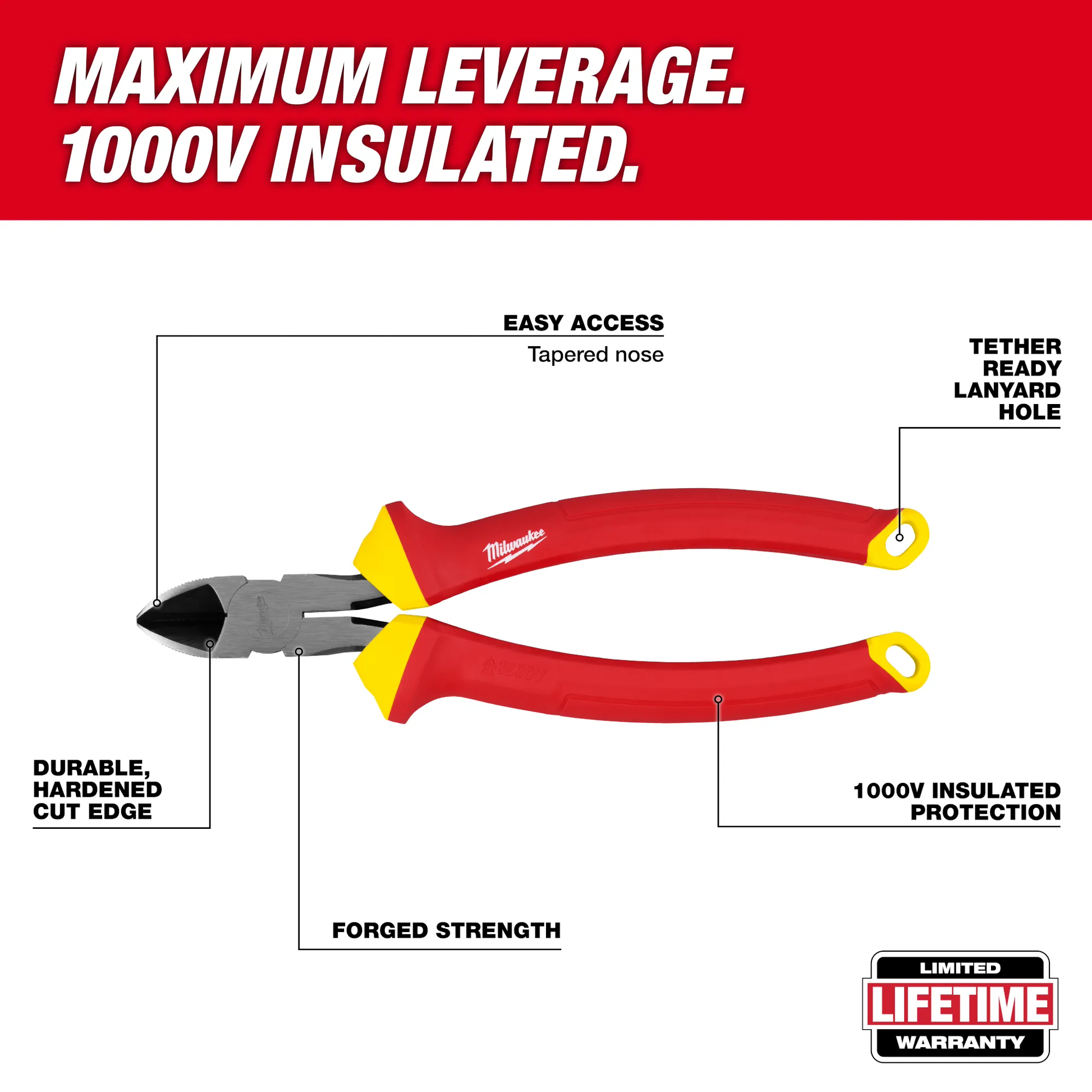 Milwaukee 48-22-2208, 1000V Insulated 8" Diagonal Cutting Pliers