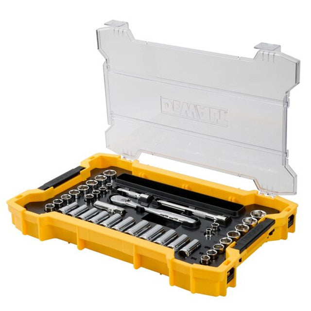 DEWALT DWMT45400, 37 pc. 3/8" Drive Socket Set with ToughSystem 2.0 Tray and Lid