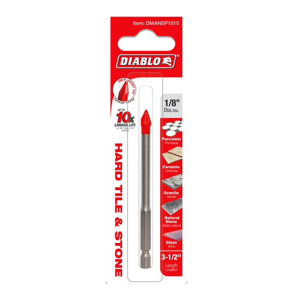 Diablo DMANSP1010, Diablo 1/8 in. Hard Tile & Stone Carbide Tipped Drill Bit