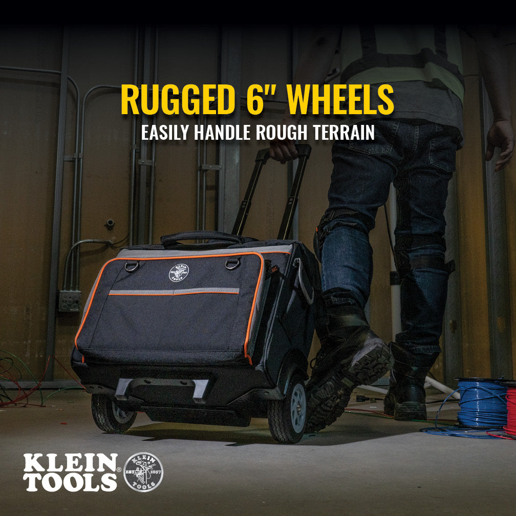 Klein Tools 55452RTB, Tool Bag, Tradesman Pro™ Rolling Tool Bag, 24 Pockets, 19-Inch