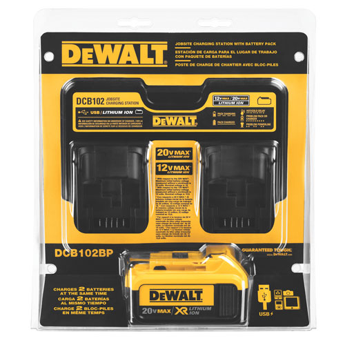 DEWALT DCB102BP, 20V MAX Jobsite Charging Station w/Battery Pack