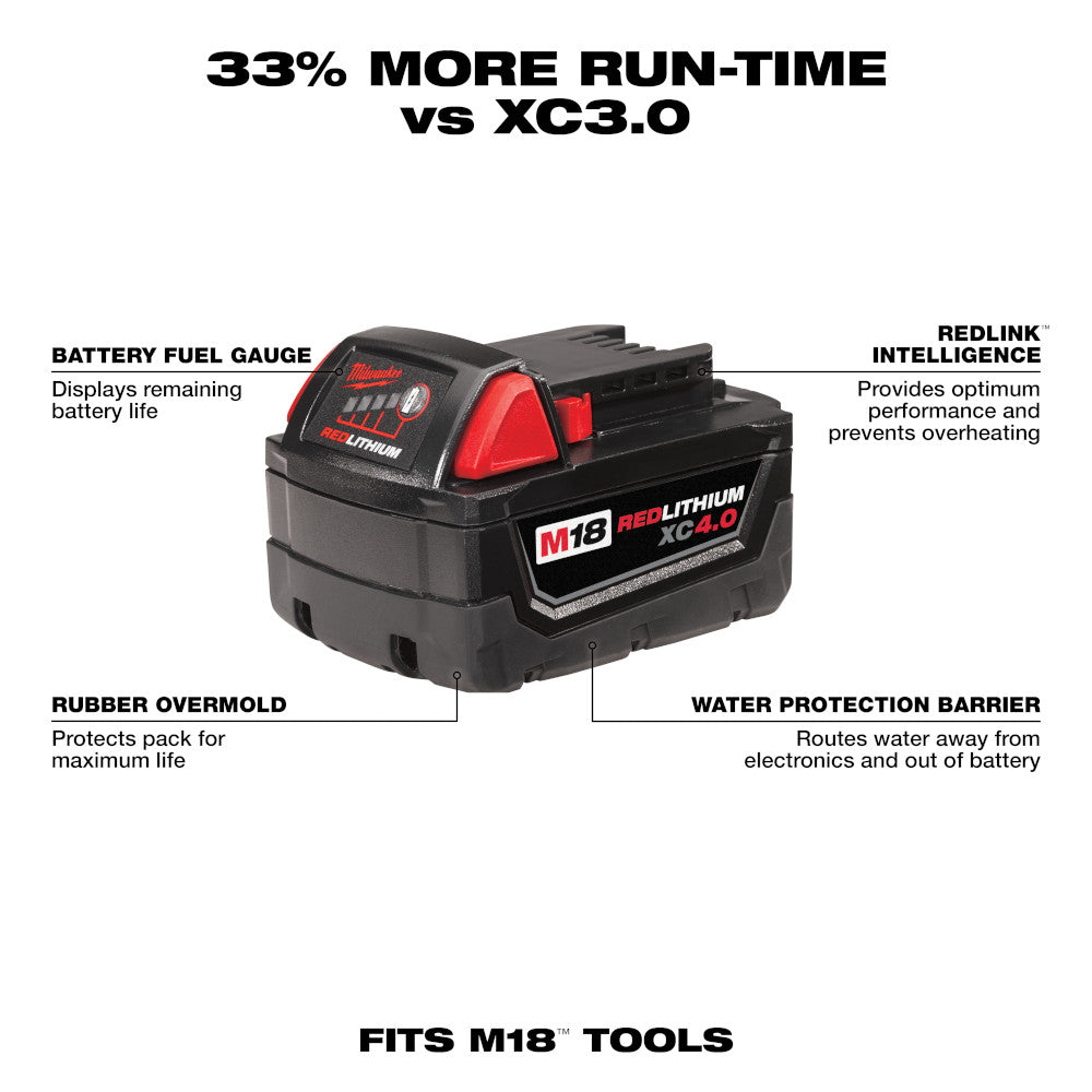 Milwaukee 48-11-1840, M18 REDLITHIUM Extended Capacity Battery (4.0 Ah)