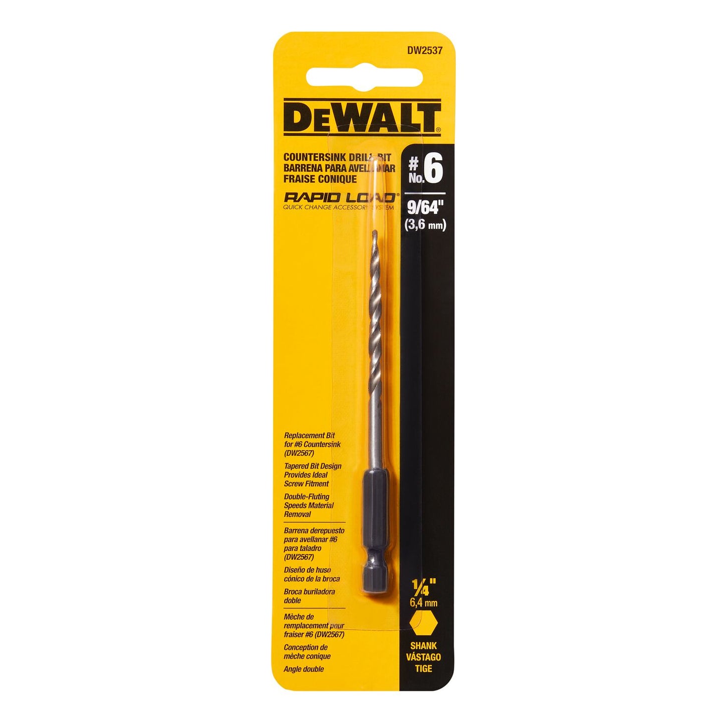 DEWALT DW2537, #6 Countersink 9/64'' Replacement Drill Bit