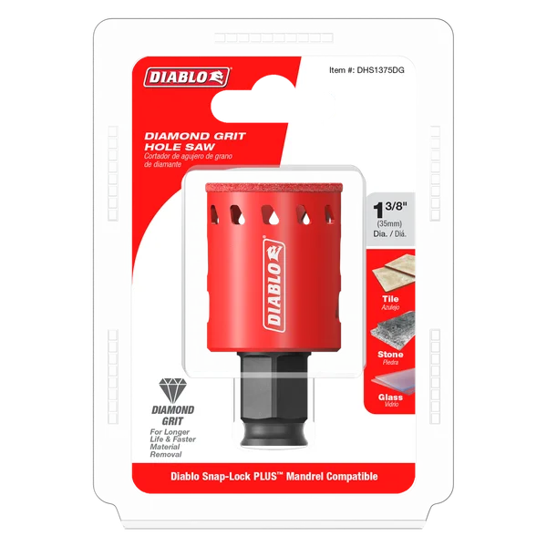 Diablo DHS1375DG, 1-3/8" Diamond Grit Hole Saw for Tile, Stone and Glass