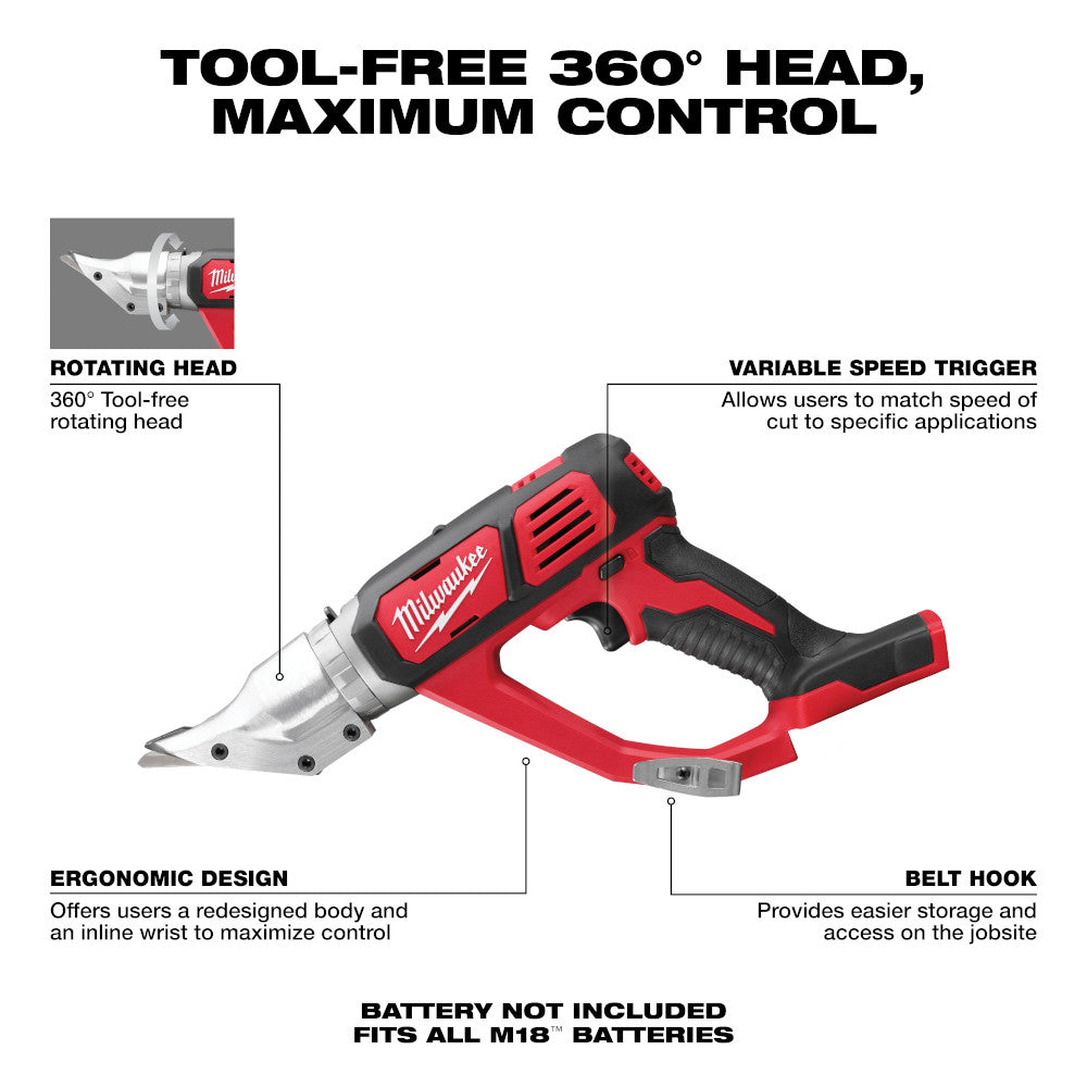 Milwaukee 2635-20, M18 18 Gauge Double Cut Shear (Tool Only)