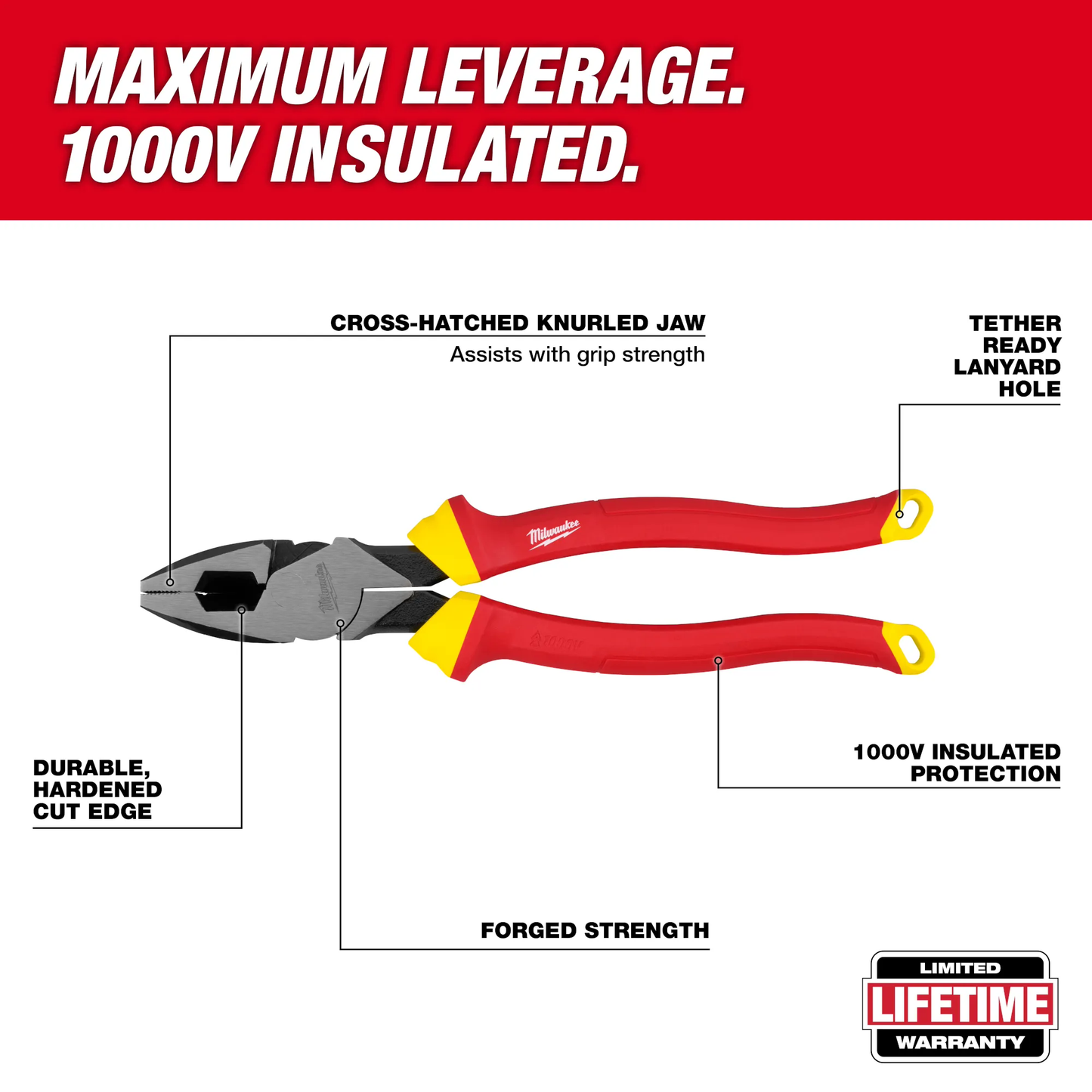 Milwaukee 48-22-2209, 1000V Insulated 9" Lineman's Pliers