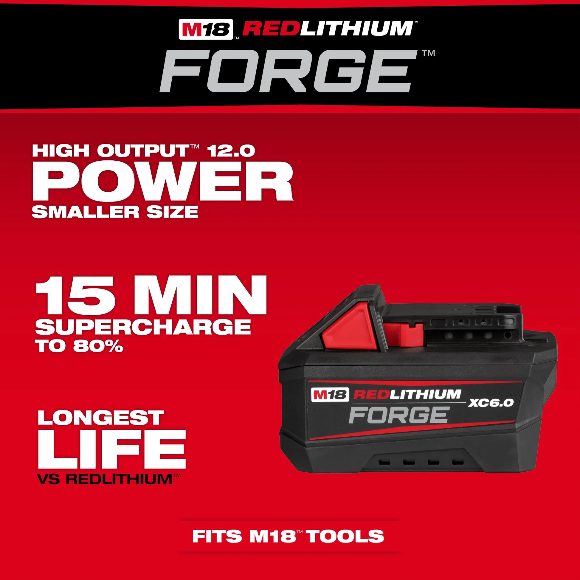 Milwaukee 48-11-1861, M18™ REDLITHIUM™ FORGE™ XC6.0 Battery Pack