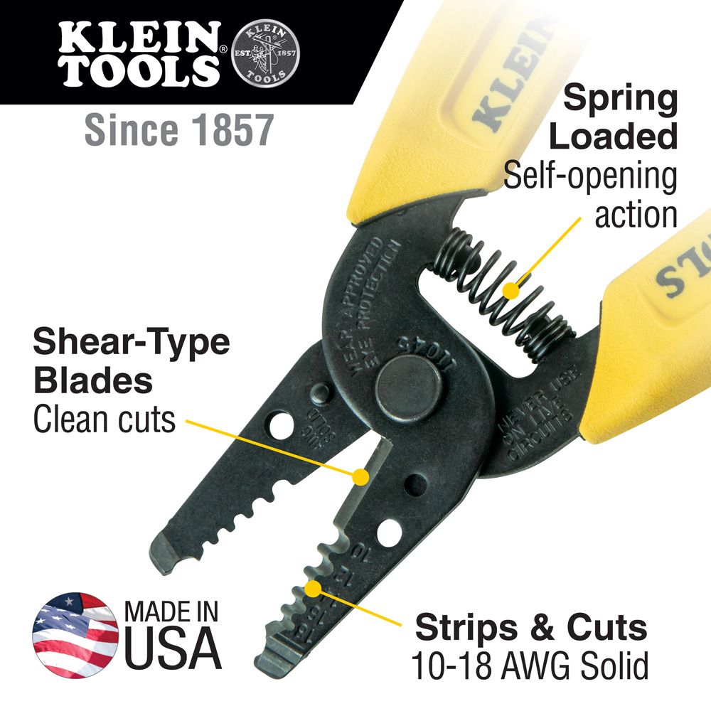 Klein Tools 11045, Wire Stripper/Cutter (10-18 AWG Solid)