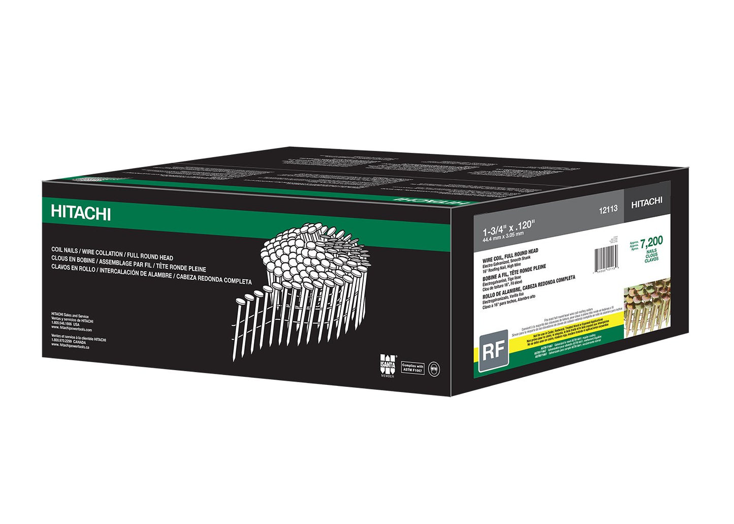 Metabo HPT 12113, Roofing Coil Nail 1-3/4'' (7200 pc/Box)