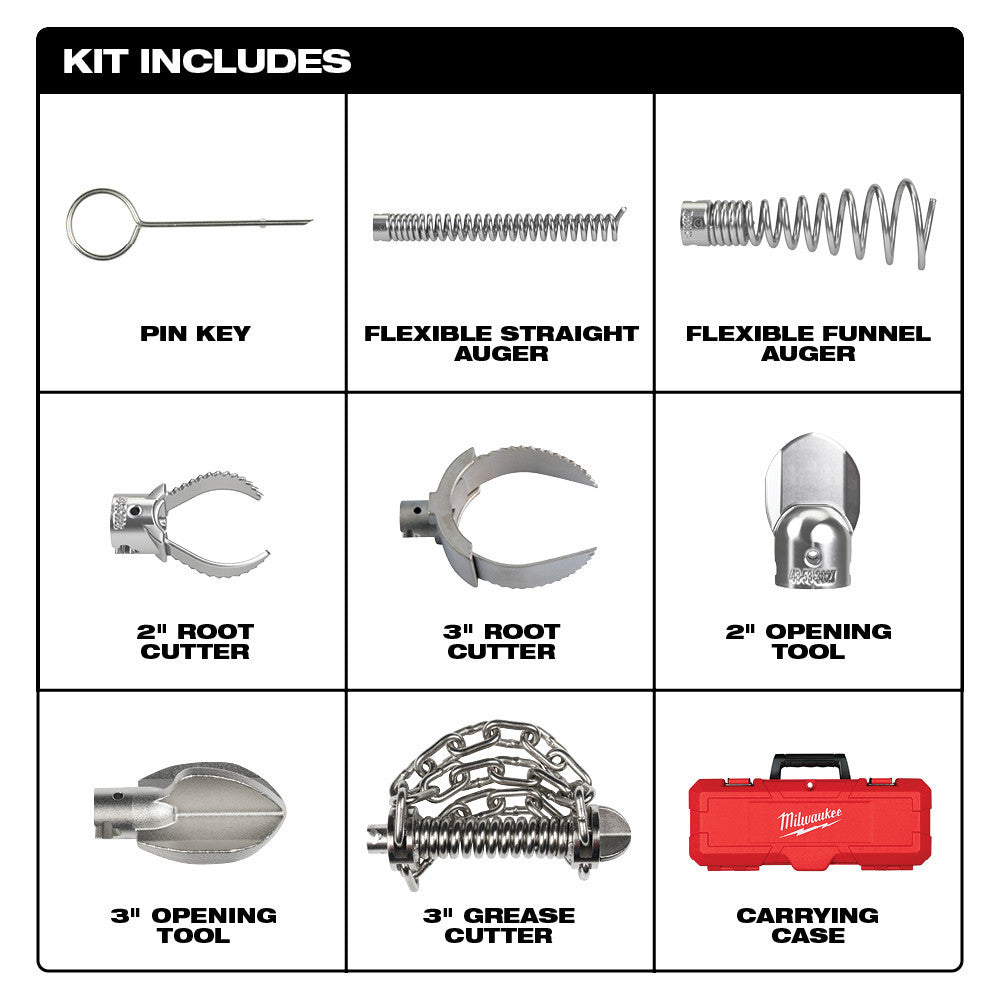 Milwaukee 48-53-3839, 2" - 4" Head Attachment Kit For 7/8" Sectional Cable