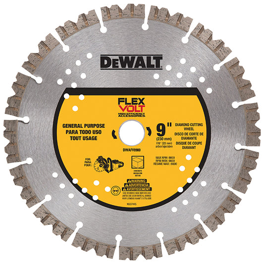 Dewalt DWAFV8900, FLEXVOLT® Diamond Cutting Wheel 9-inch X 7/8-inch