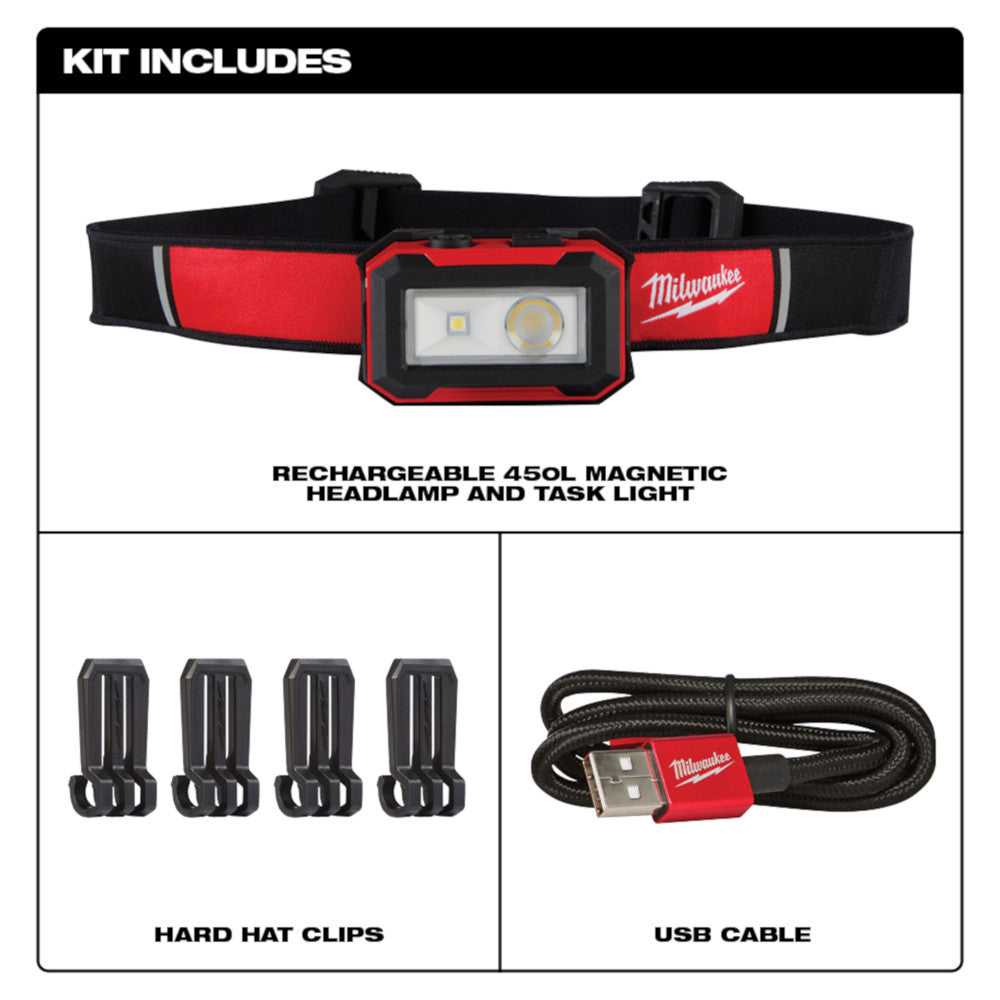 Milwaukee 2012R, Rechargeable  Magnetic Headlamp with Task Light