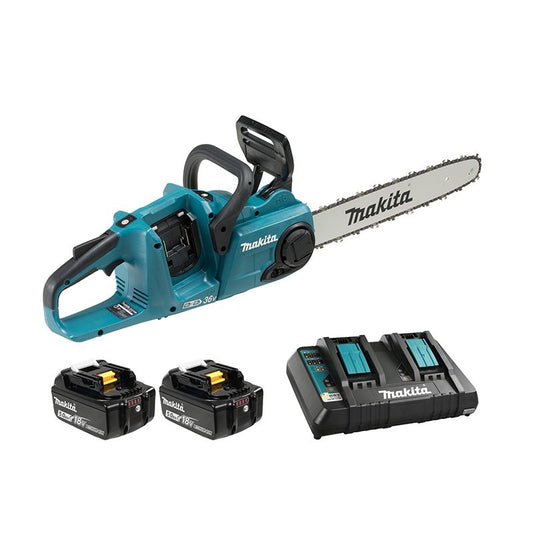 Makita DUC400PT2, 18Vx2 LXT Brushless 16" Chainsaw, Rear handle Kit (5.0 Ah x 2)