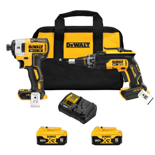DEWALT DCK268P2, 20V MAX XR Drywall Screwgun & Impact Driver Kit (5.0Ah)