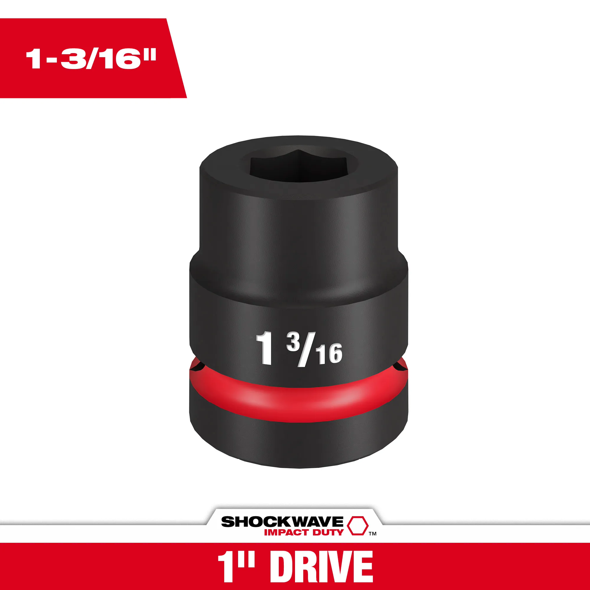 Milwaukee 49-66-6551, SHOCKWAVE Impact Duty™ 1" Drive 1-3/16" Standard 6 Point Socket