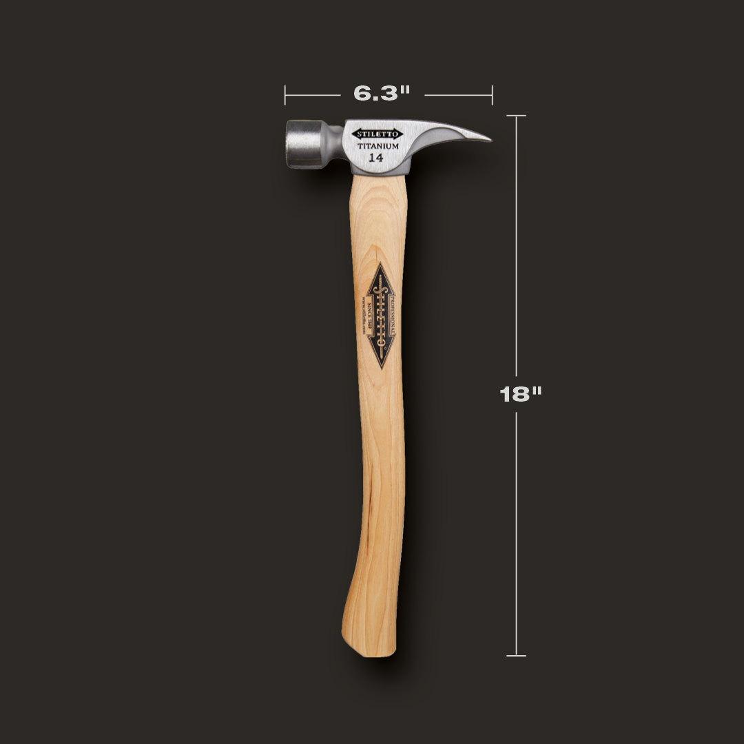 Stiletto TI14MC, 14oz Titanium Milled Face Curved Hickory Handle Hammer