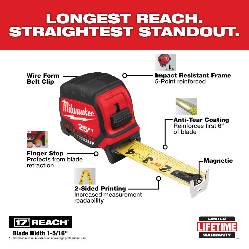 Milwaukee 48-22-0225 , 25' Wide Blade Tape Measure