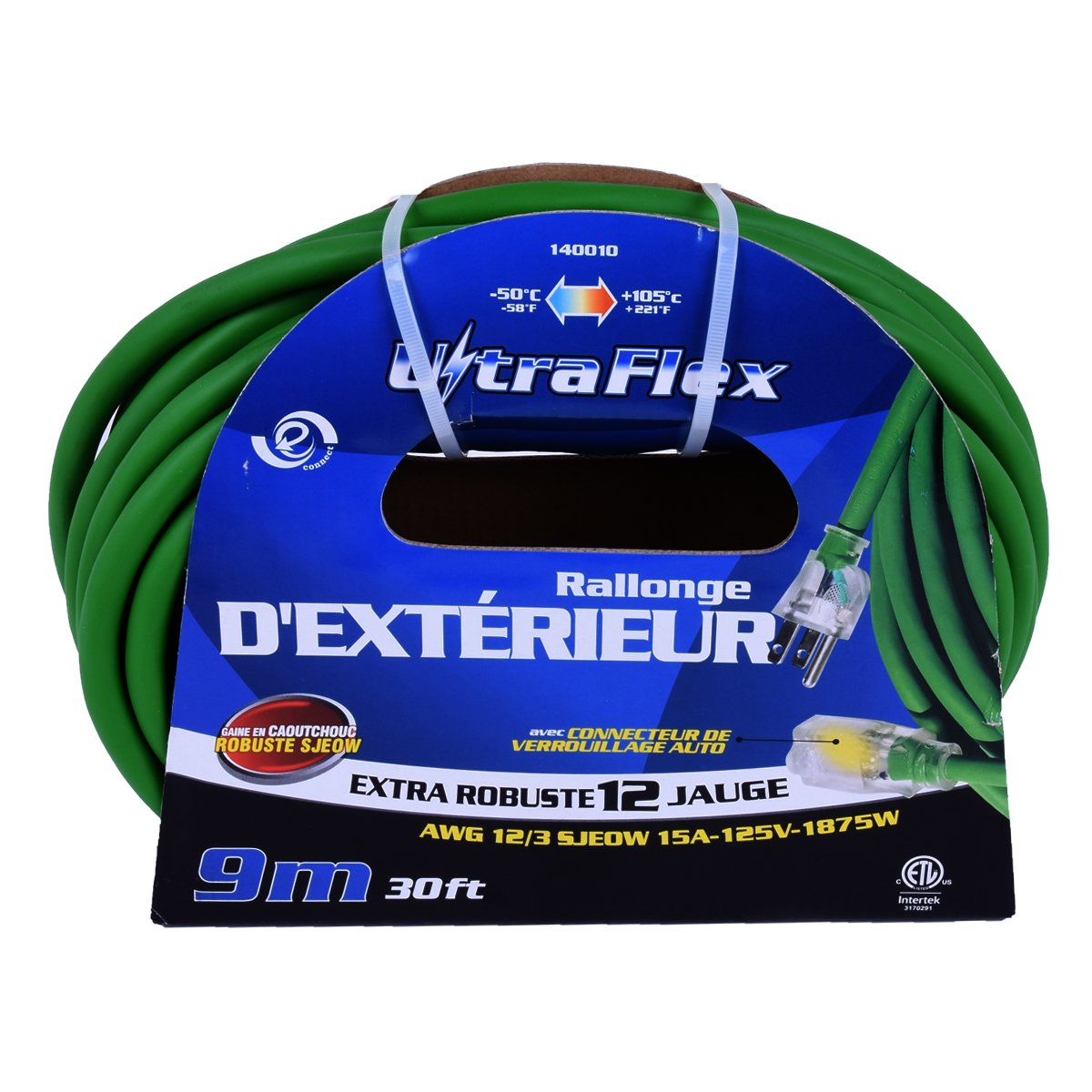 Toolway 140010, Extension Cord 9m/30' SJOW 12/3 1-Outlet rubber