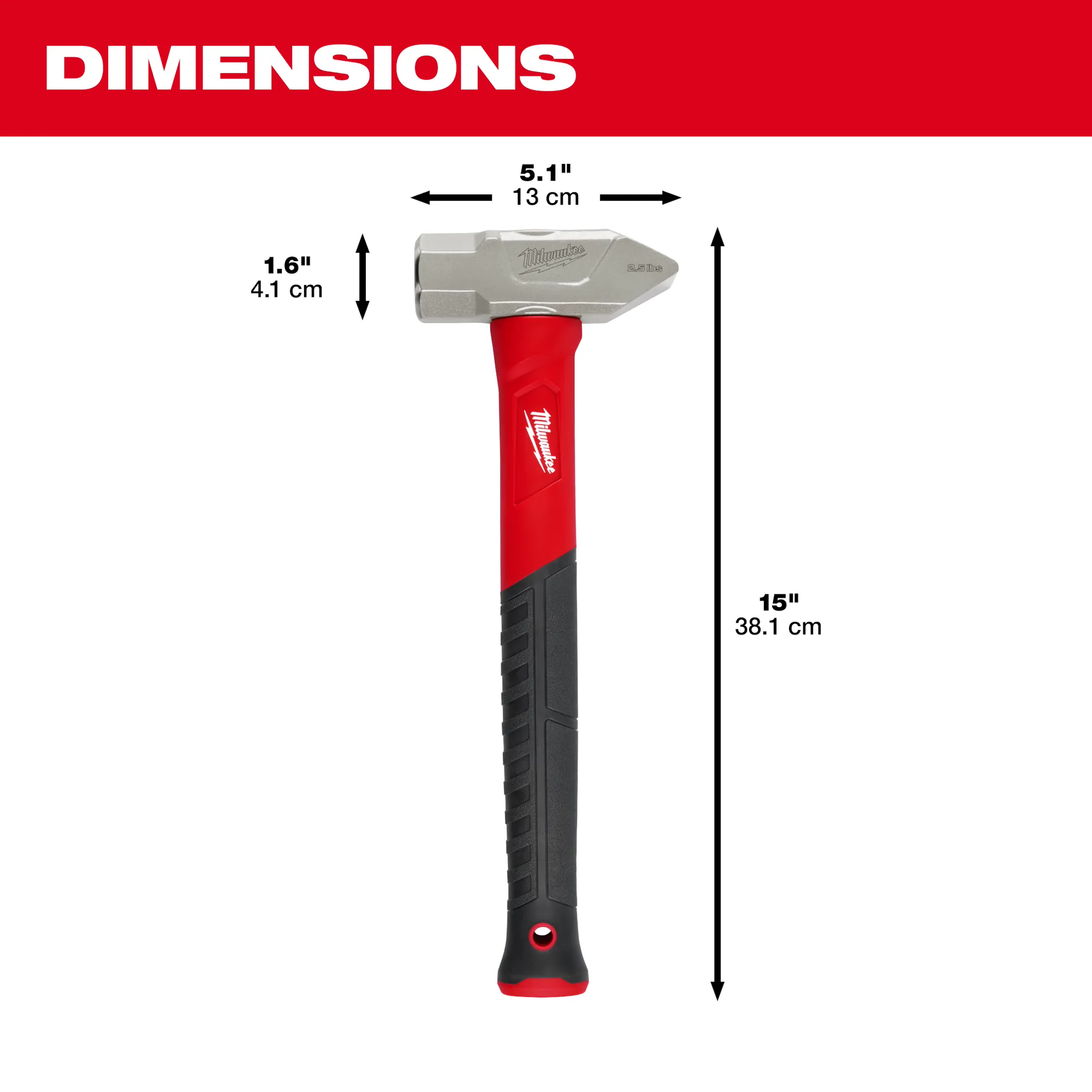 Milwaukee 48-22-9313, 2.5lb Fiberglass Cross Peen Hammer