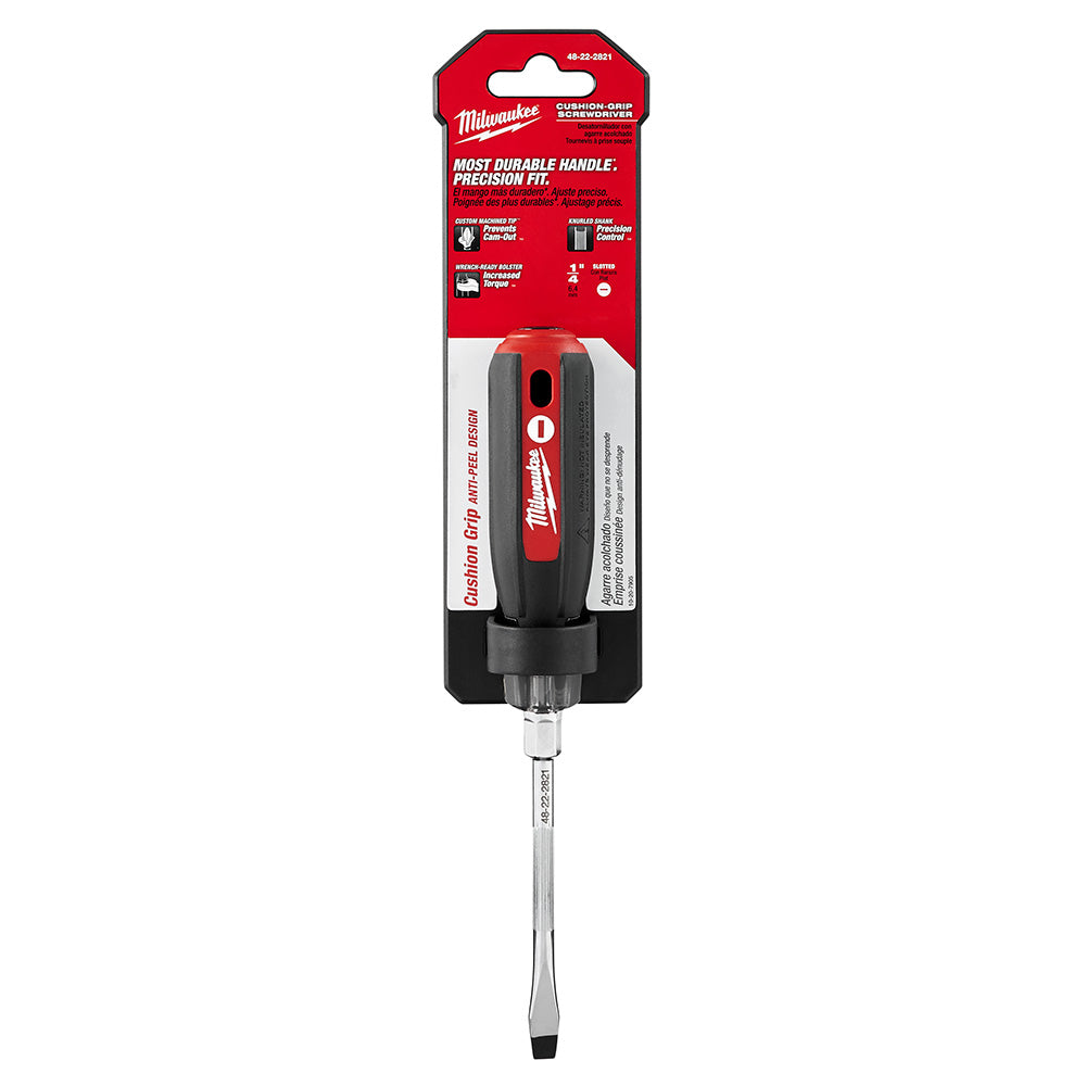 Milwaukee 48-22-2821, 1/4" Slotted - 4" Cushion Grip Screwdriver