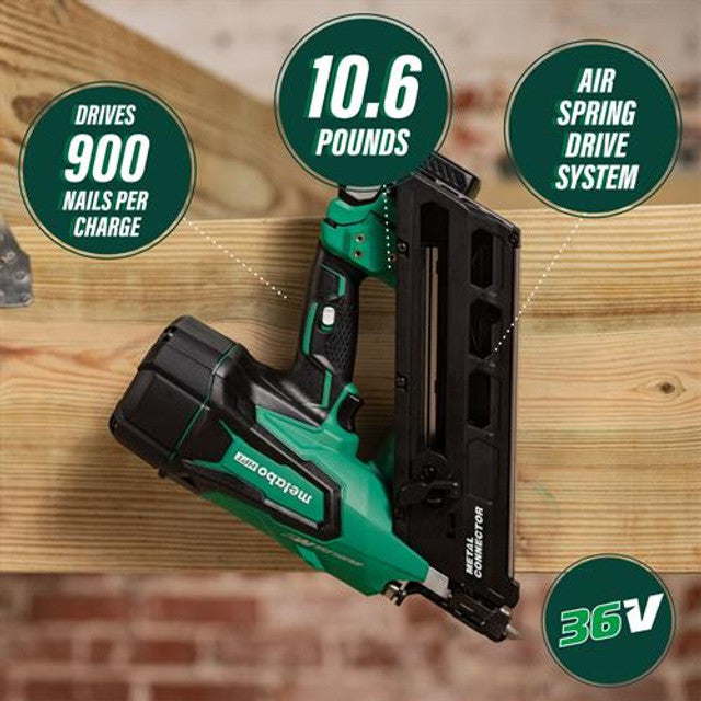 Metabo HPT NR3665DAM, 36V Multi-Volt Cordless Positive Placement Nailer Kit (2.5 Ah)