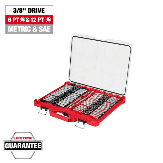 Milwaukee 48-22-9285, 98pc 3/8" 6-Pt and 12-Pt Metric & SAE Ratchet & Socket