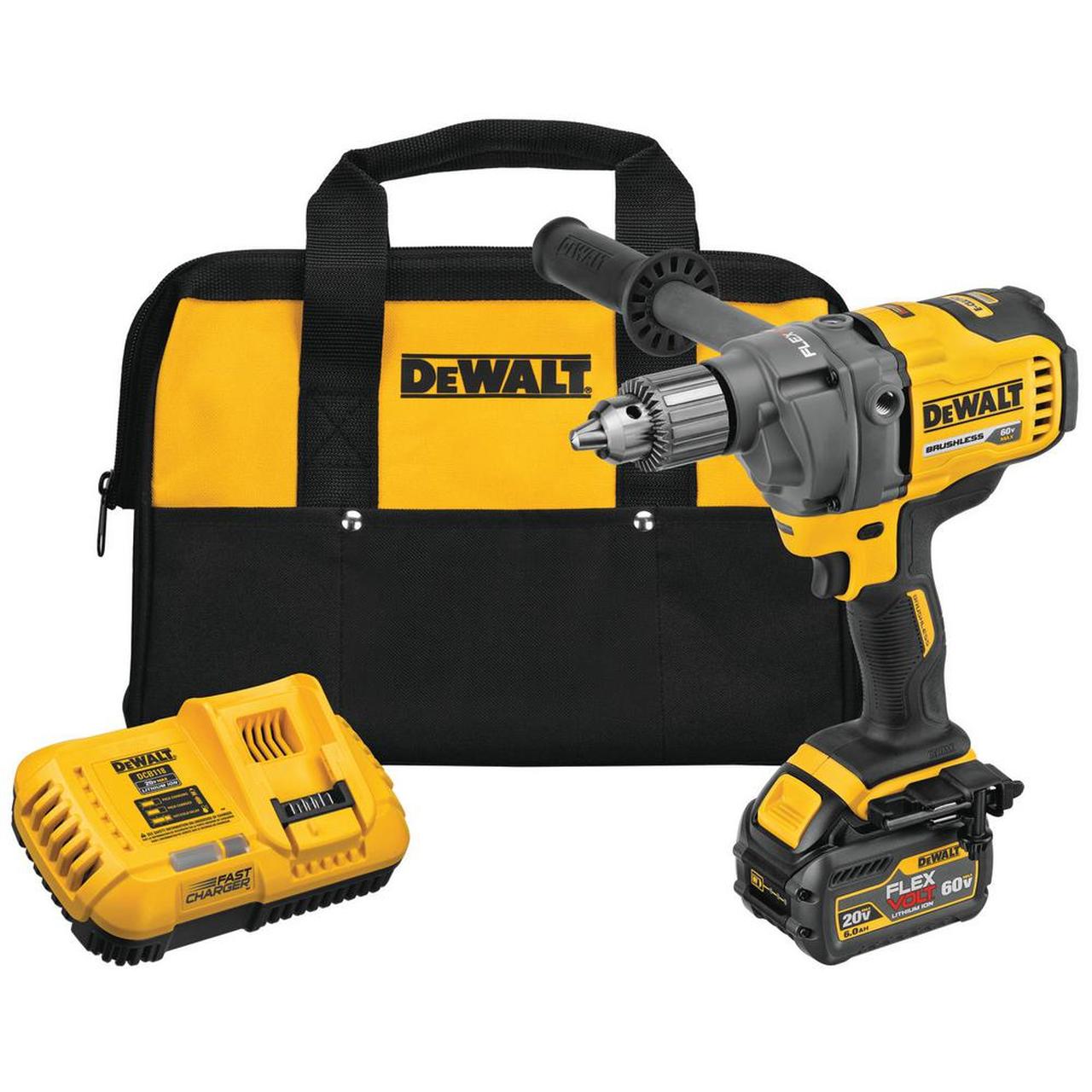 DEWALT DCD130T1, 60V MAX FLEXOLT 1/2'' Mixer/Drill Kit (6.0 Ah)