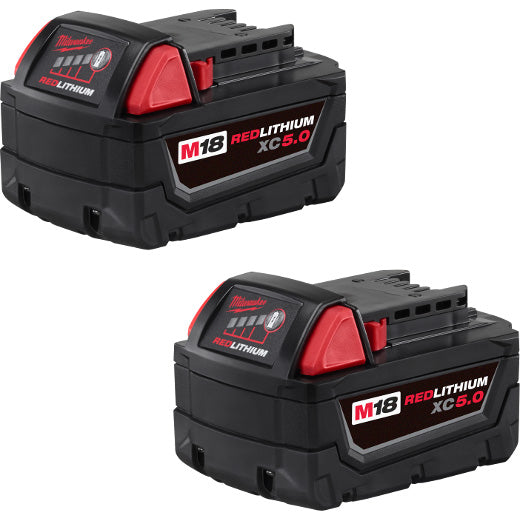 Milwaukee 48-11-1852, M18 REDLITHIUM Extended Capacity Battery, Twin Pack (5.0 Ah)