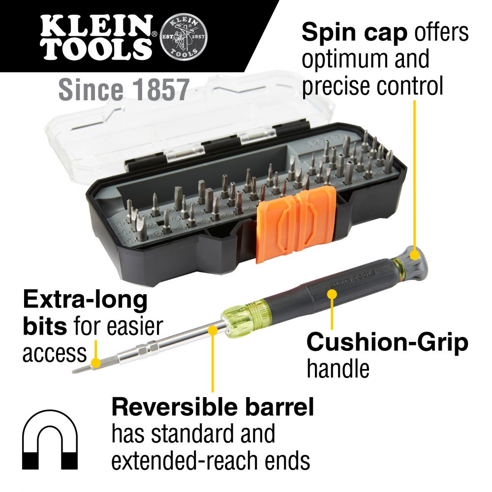 Klein Tools 32717, All-in-1 Precision Screwdriver Set with Case