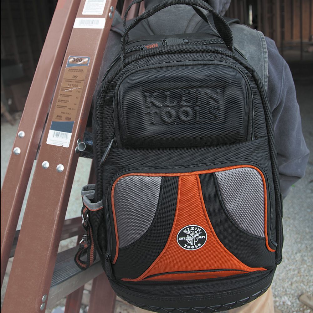 Klein Tools 55421BP-14, Tradesman Pro™ Tool Bag Backpack, 39 Pockets, Black, 14-Inch
