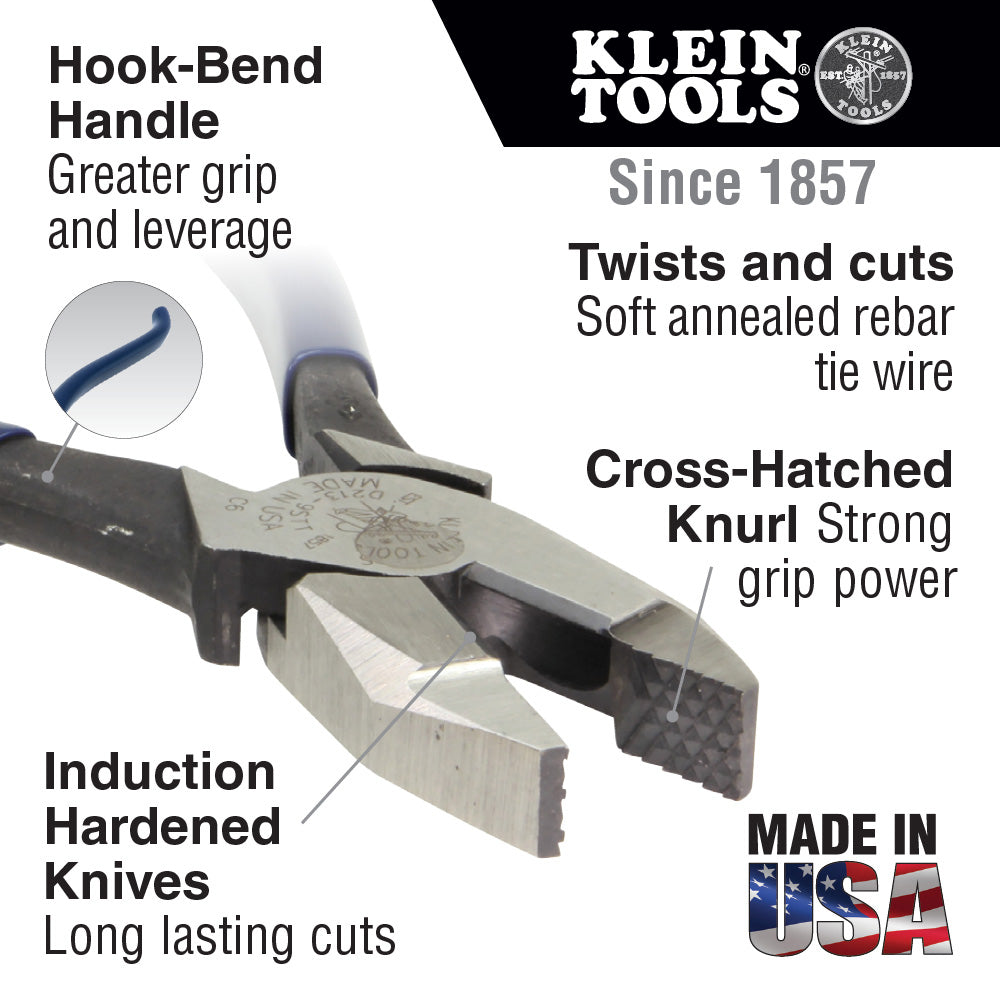 Klein Tools D2000-9ST, Ironworker's Pliers, Heavy-Duty Cutting, 9-Inch