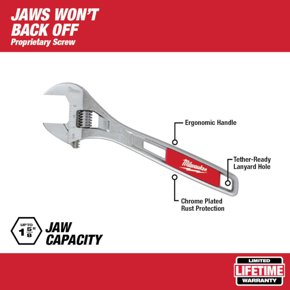 Milwaukee 48-22-7508, 8" WIDE JAW Adjustable Wrench