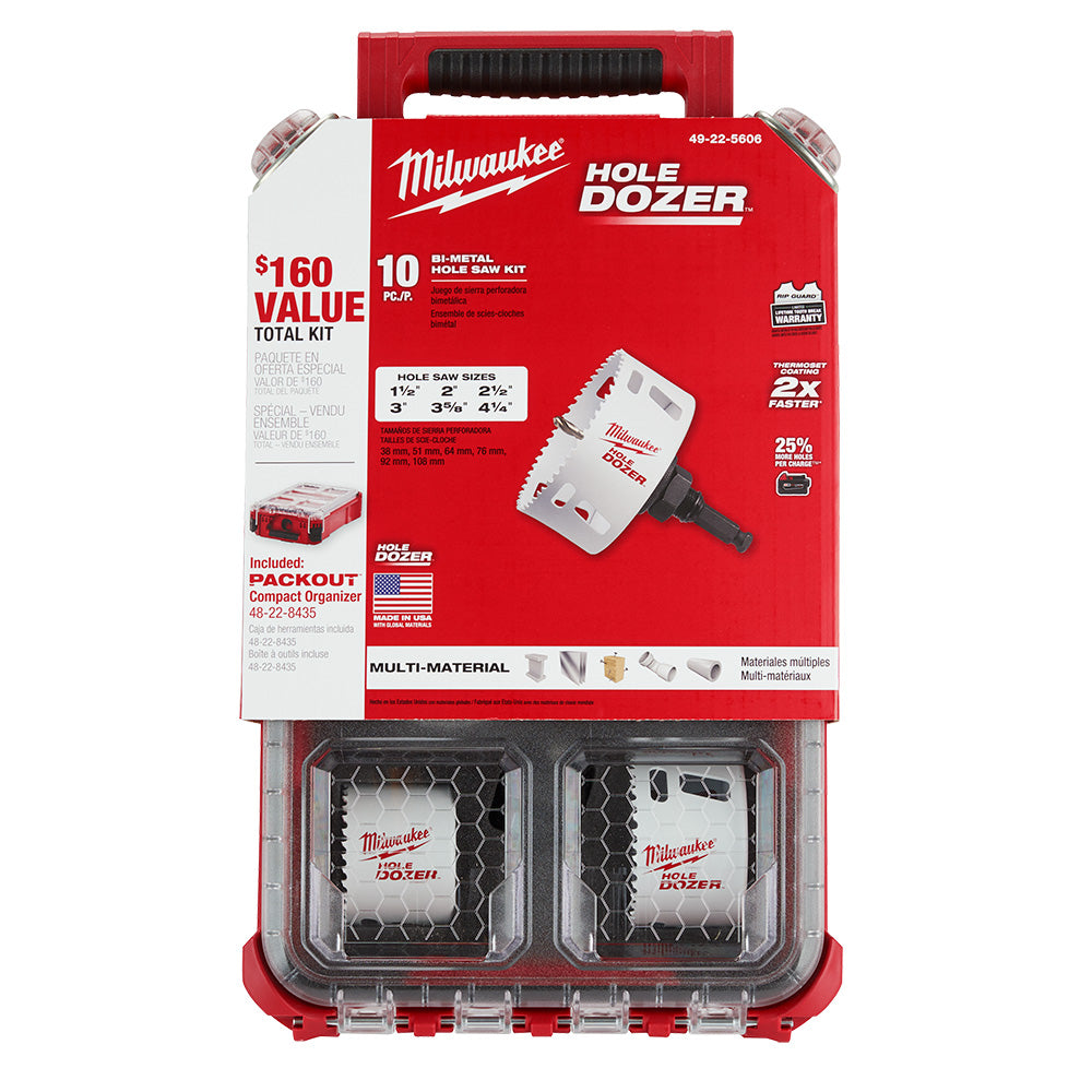 Milwaukee 49-22-5607, 10 pc Hole Dozer Packout Kit