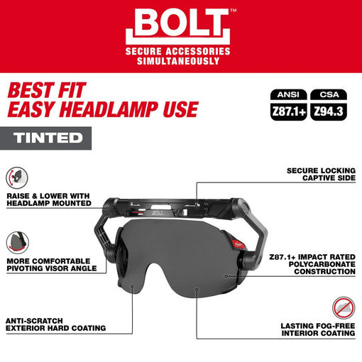 Milwaukee 48-73-1415, BOLT™ Eye Visor - Tinted Dual Coat Lens (Compatible with Milwaukee® Safety Helmets & Hard Hats)