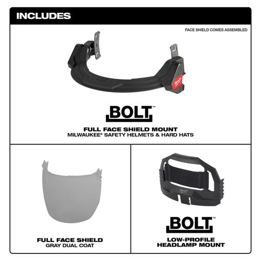 Milwaukee 48-73-1425, BOLT™ Full Face Shield - Gray Dual Coat Lens (Compatible with Milwaukee® Safety Helmets & Hard Hats)