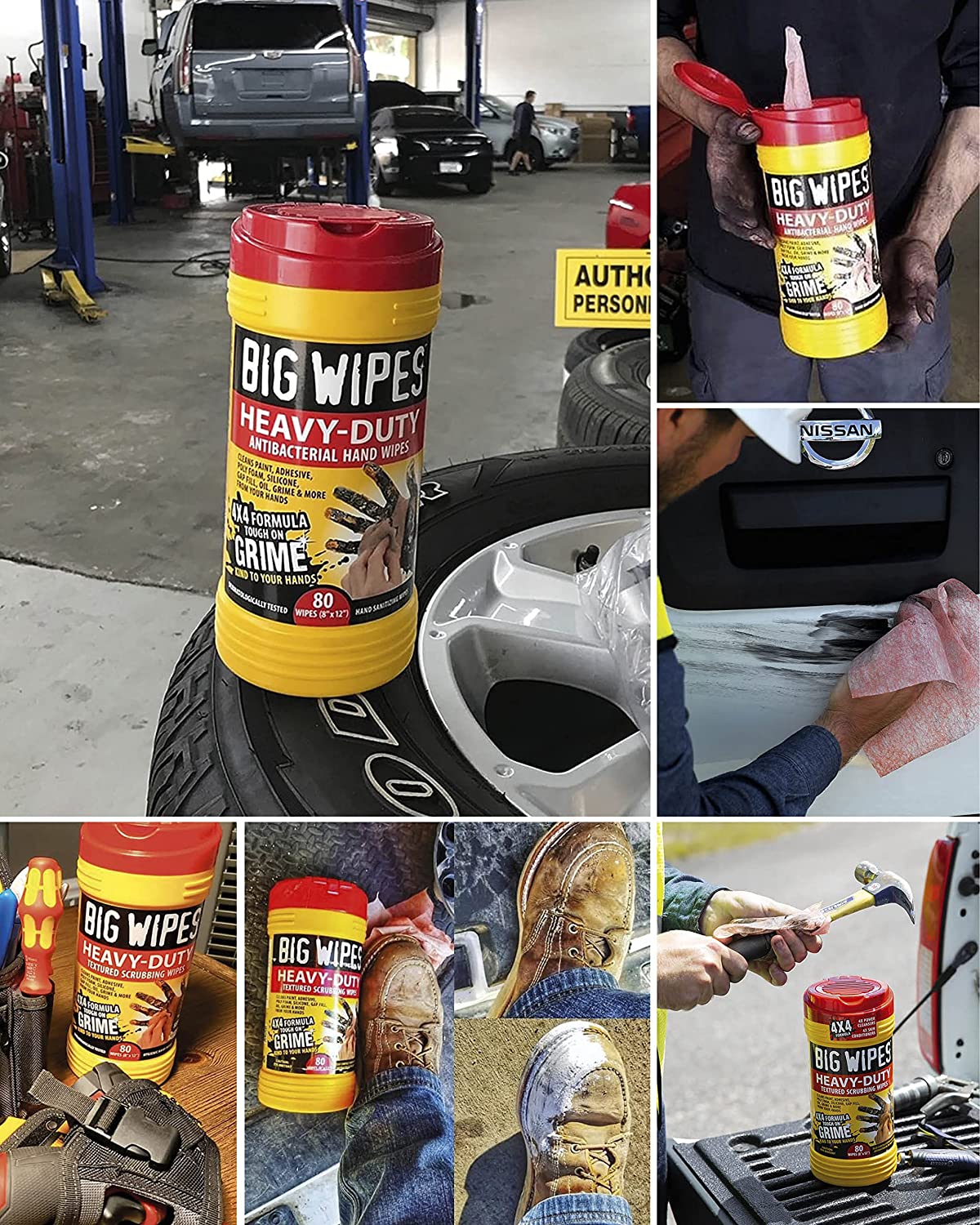 Big Wipes 6002-0046, Heavy Duty Industrial Textured Scrubbing Wipe 80/pack