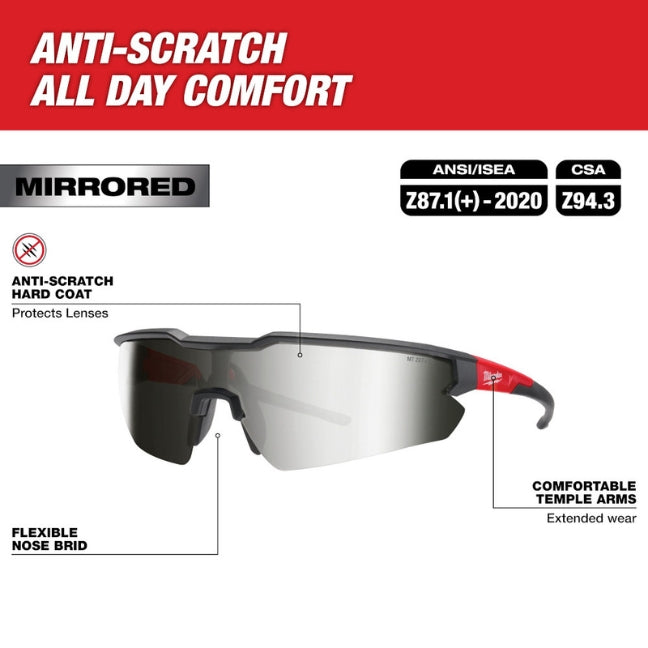 Milwaukee 48-73-2019, Safety Glasses - Mirrored Anti-Scratch Lenses