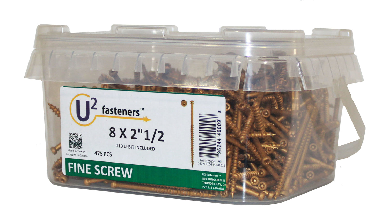 U2 Fasteners F08102500P, Fine Screw 8 X 2-1/2" (475/pkg)