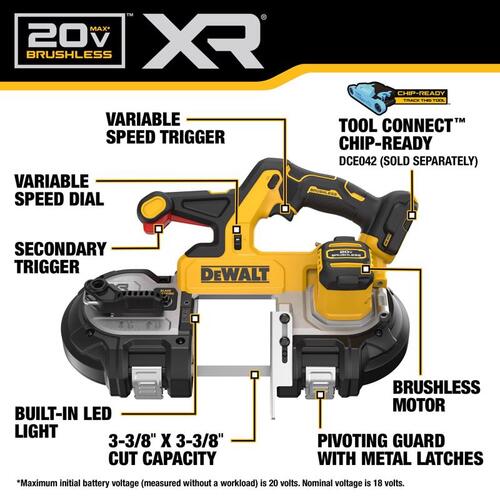 DEWALT DCS379B, Dual Trigger Mid-Size Bandsaw (Tool Only)
