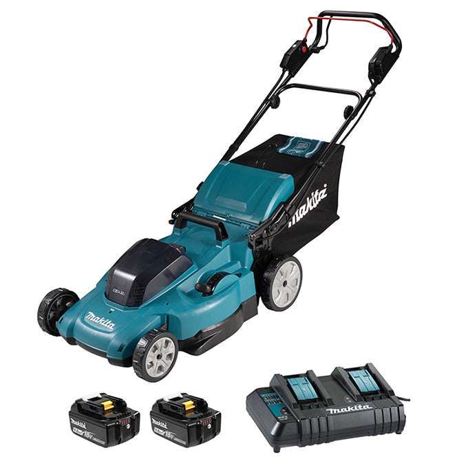 Makita DLM539CT2, 18Vx2 LXT 21" Self-Propelled Cordless Lawn Mower Kit (5.0 Ah x 2)