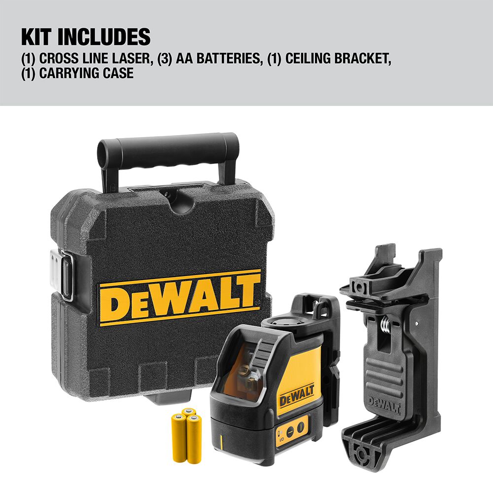 DEWALT DW088K, Line Laser, Self-Leveling, Cross Line, Red Beam