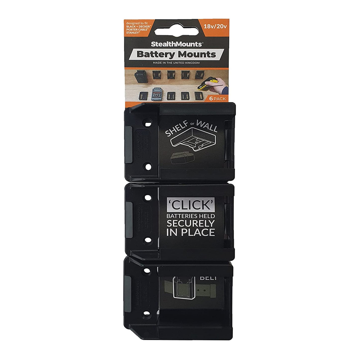 StealthMounts BM-CAS18-BLK-6, Cordless Alliance System (Metabo) (6 Pack) - Black