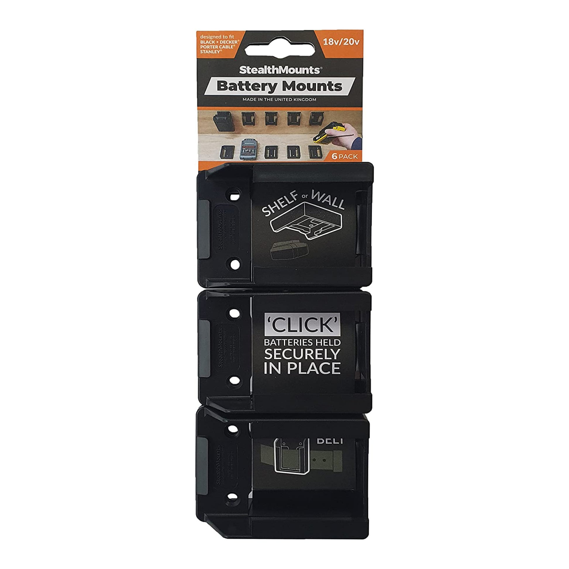 StealthMounts BM-CAS18-BLK-6, Cordless Alliance System (Metabo) (6 Pack) - Black