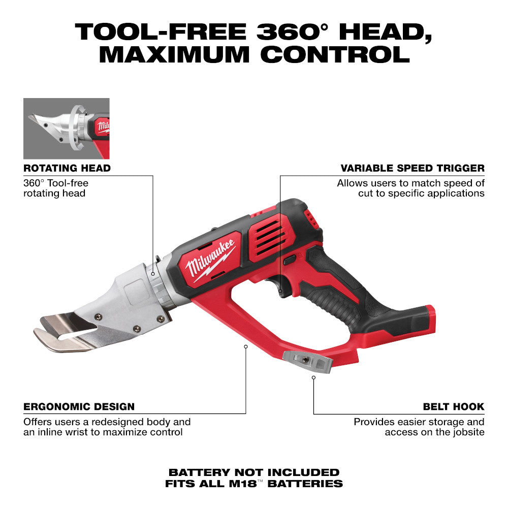 Milwaukee 2637-20, M18 18 Gauge Single Cut Shear (Tool Only)