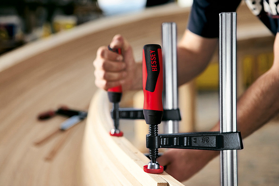 BESSEY TG4.016+2K, Clamp, woodworking, F-style, 2K handle, replaceable pads, 4 In. x 16 In., 880 lb