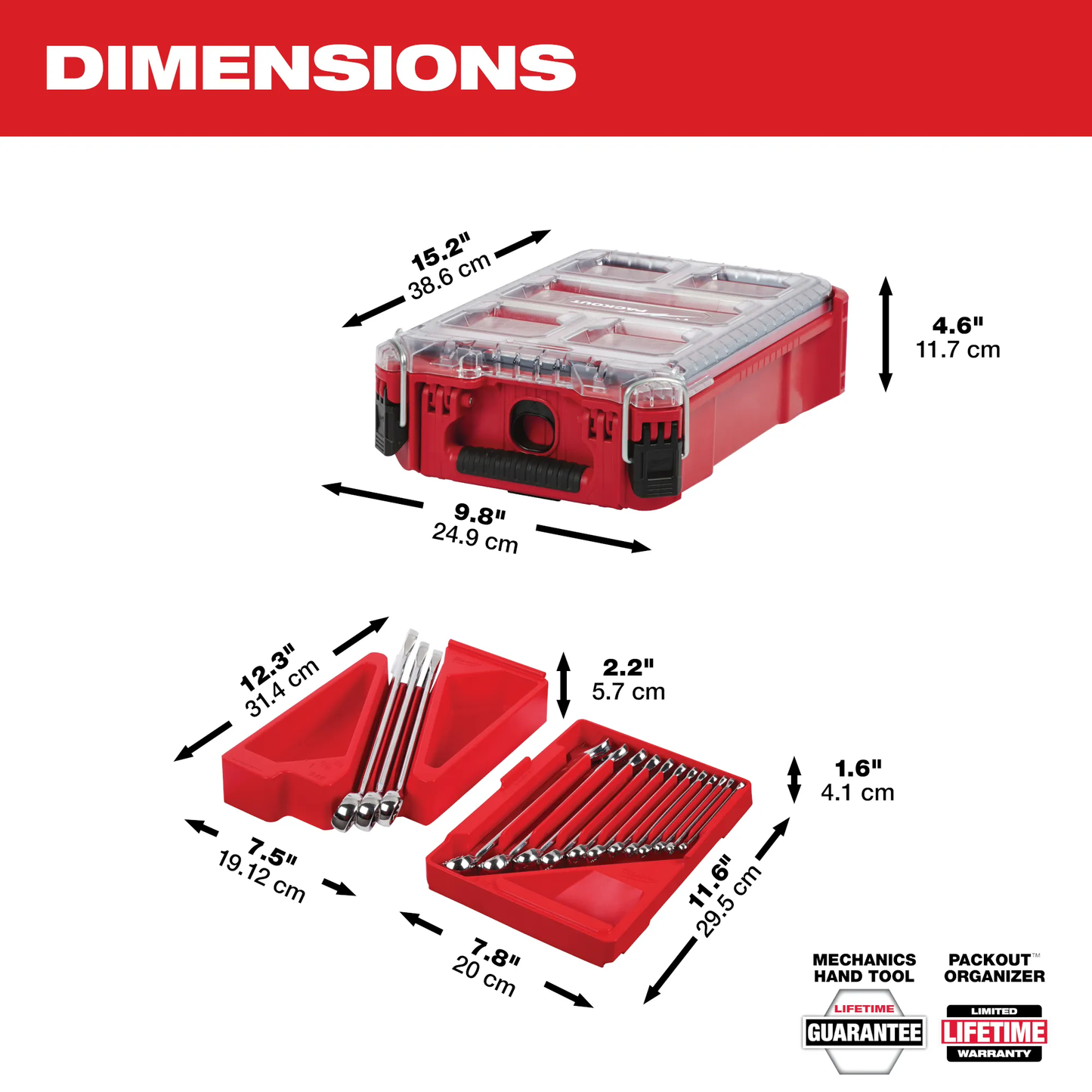 Milwaukee 48-22-9484, 15pc SAE Combination Wrench Set with PACKOUT™ Compact Organizer